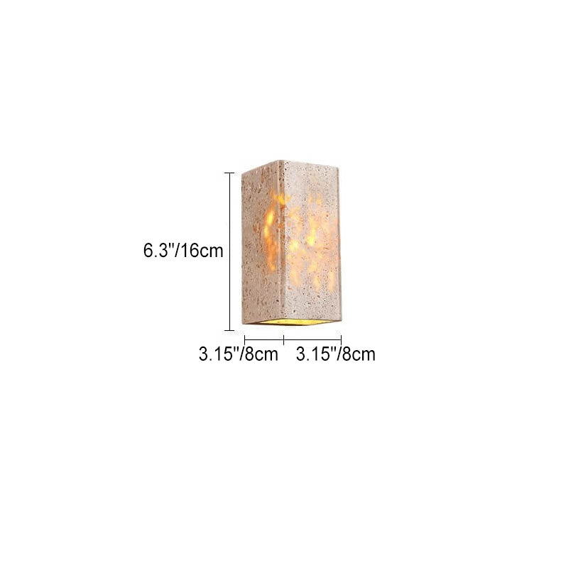 Square Rectangle Yellow Travertine Outdoor Light