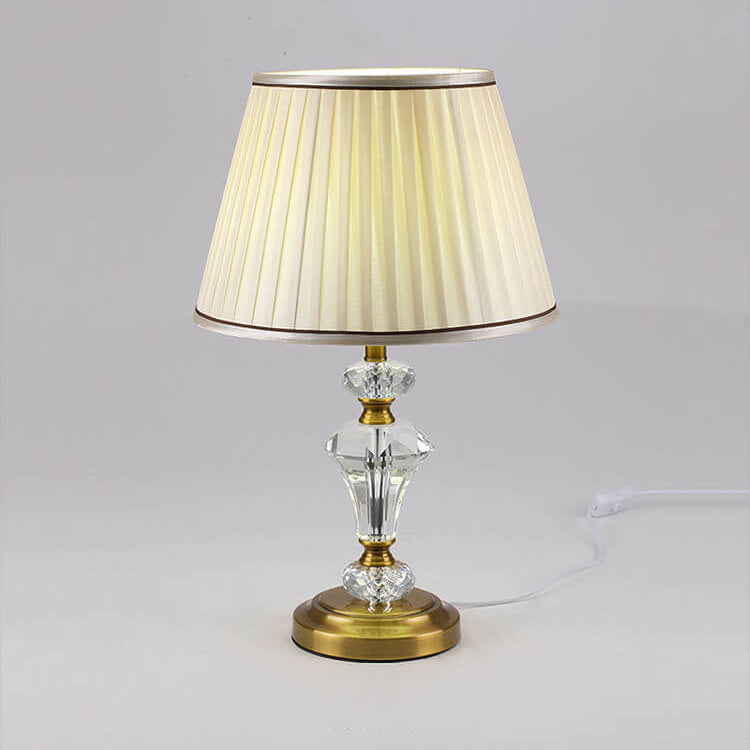 Crystal Pillar Fabric Table Lamp