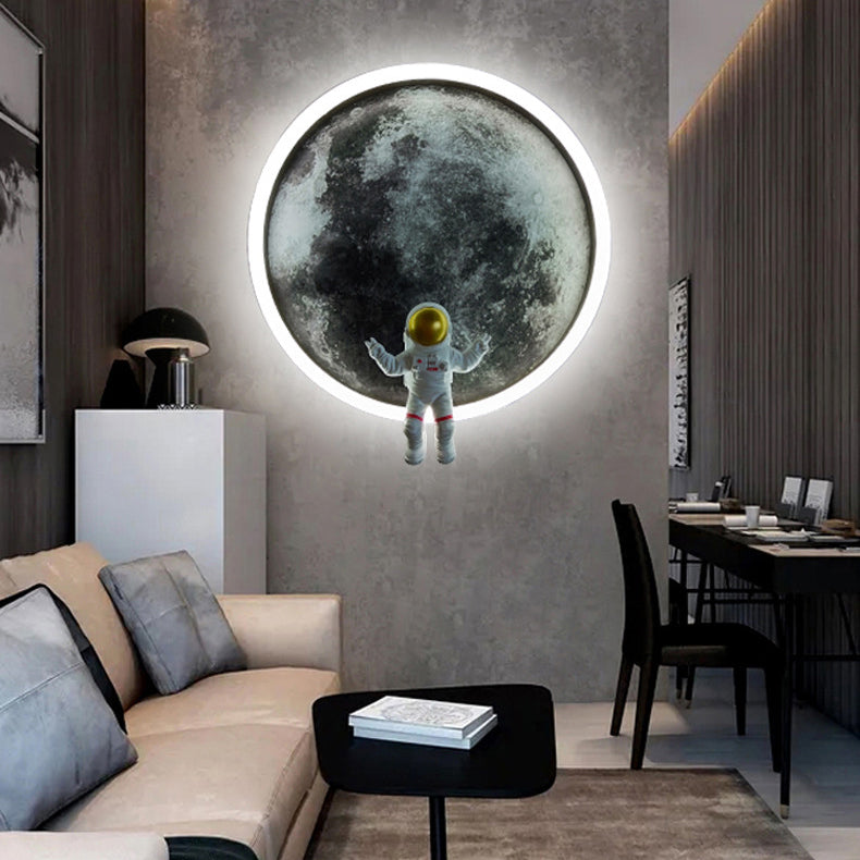 Round Lunar Astronaut Hardware Wall Lamp