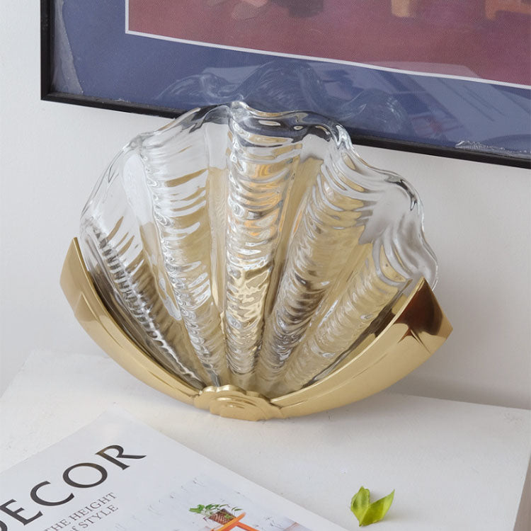 Shell Brass Glass Bedroom Wall Lamp