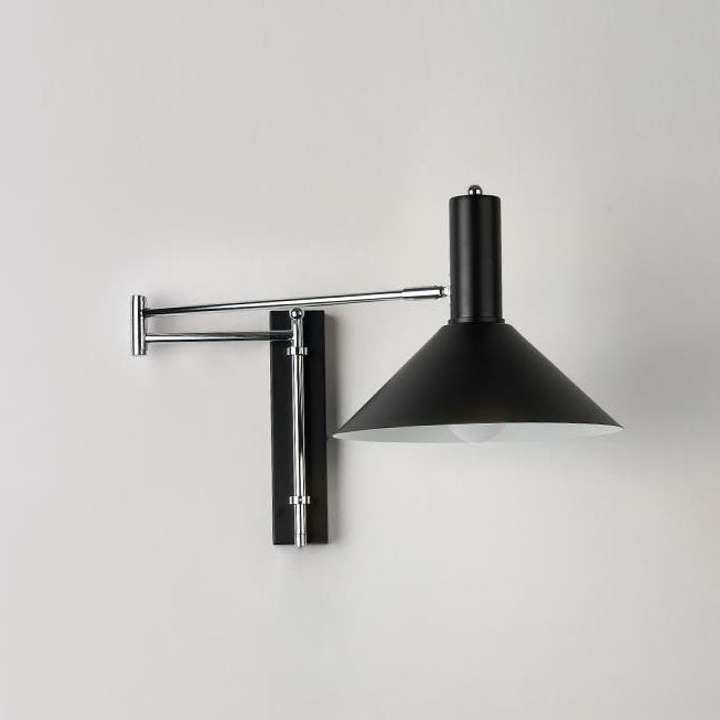Round Tapered Iron Retractable Wall Lamp