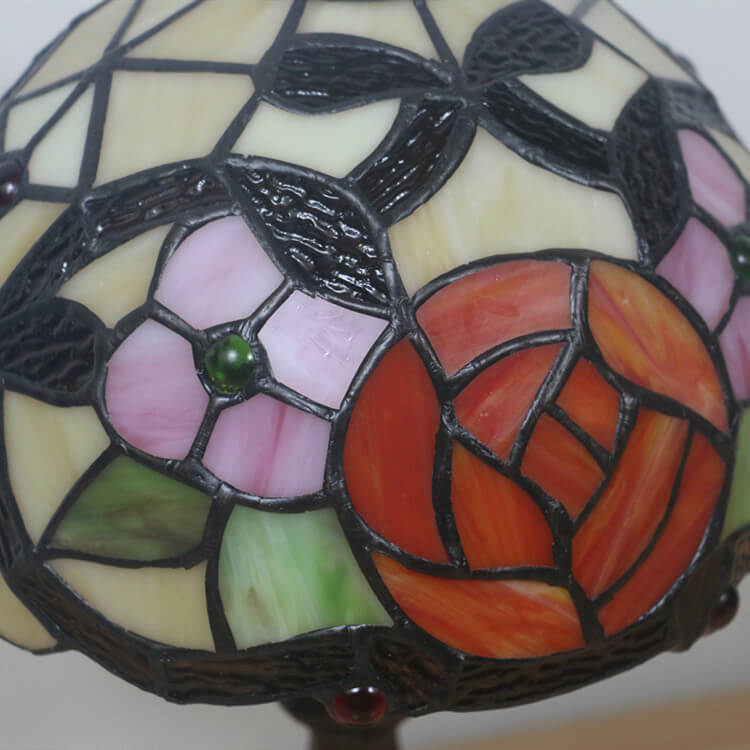 Flower Stained Glass Dome Table Lamp