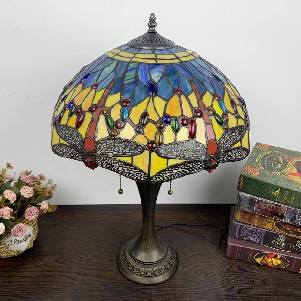 Umbrella Flower Dragonfly Alloy 2-Light Table Lamp