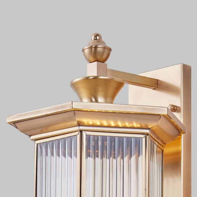 Brass Finish Frame Glass Outdoor Light