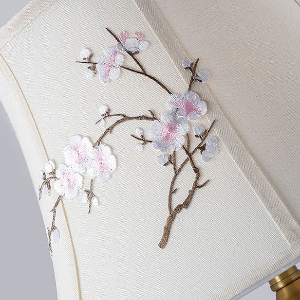 Plum Flower Embroidered Fabric Table Lamp