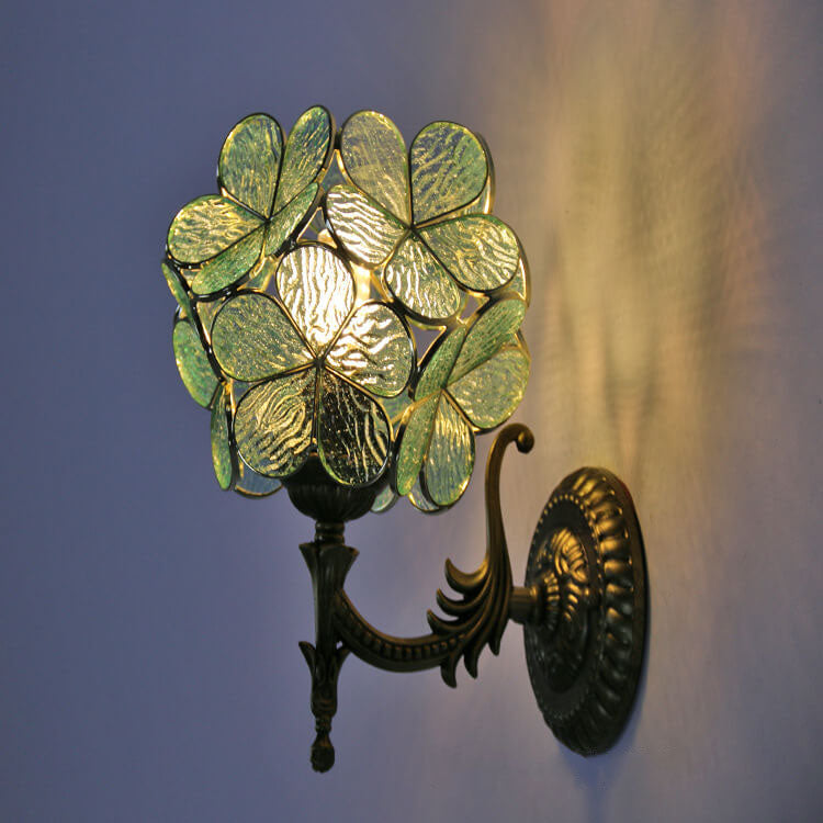 Flower Shaped Glass Metal Wall Lamp