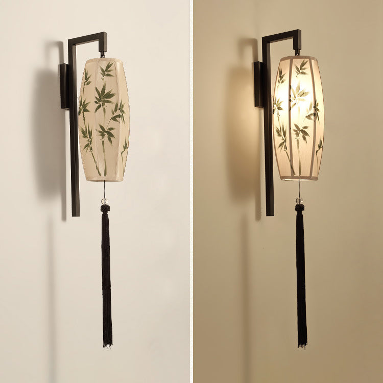 Painted Fabric Lantern Tassel Wall Lamp