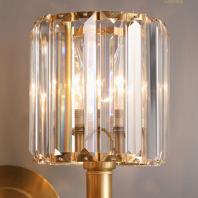 Crystal Copper Cylinder Wall Lamp