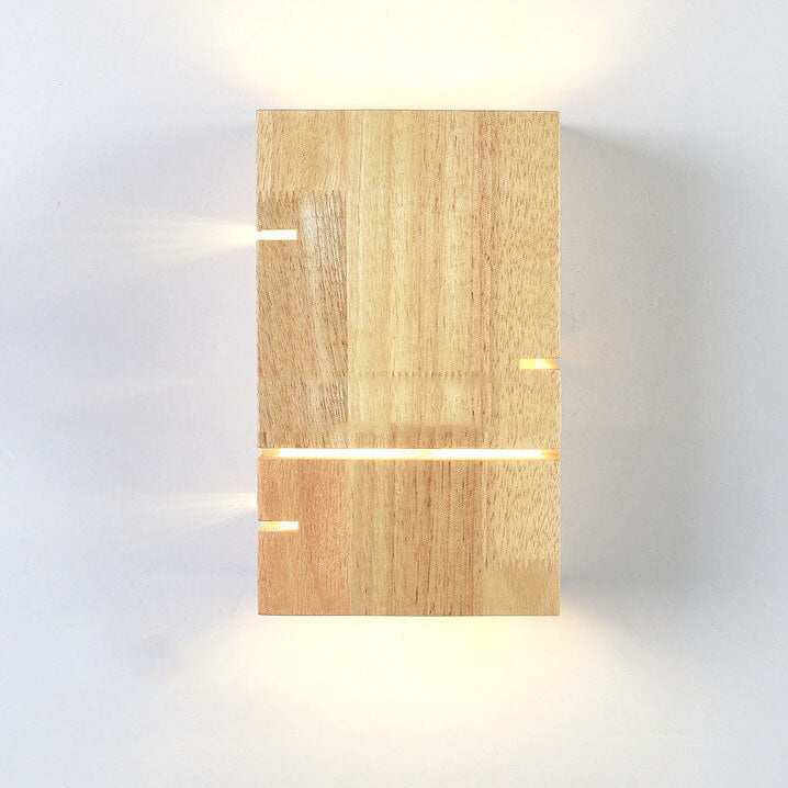 Wooden Square 2-Light Wall Lamp