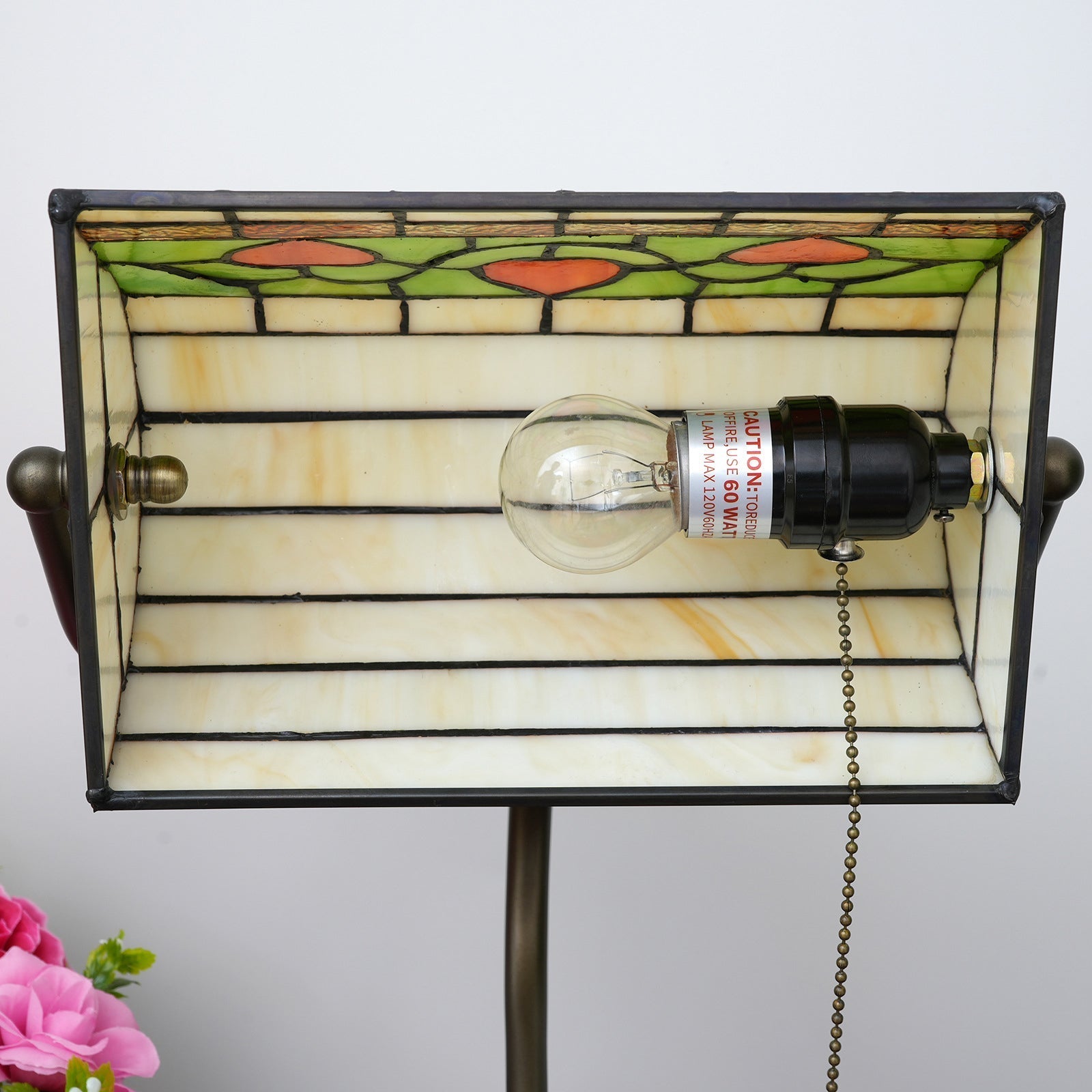 Heart Design Stained Glass Table Lamp