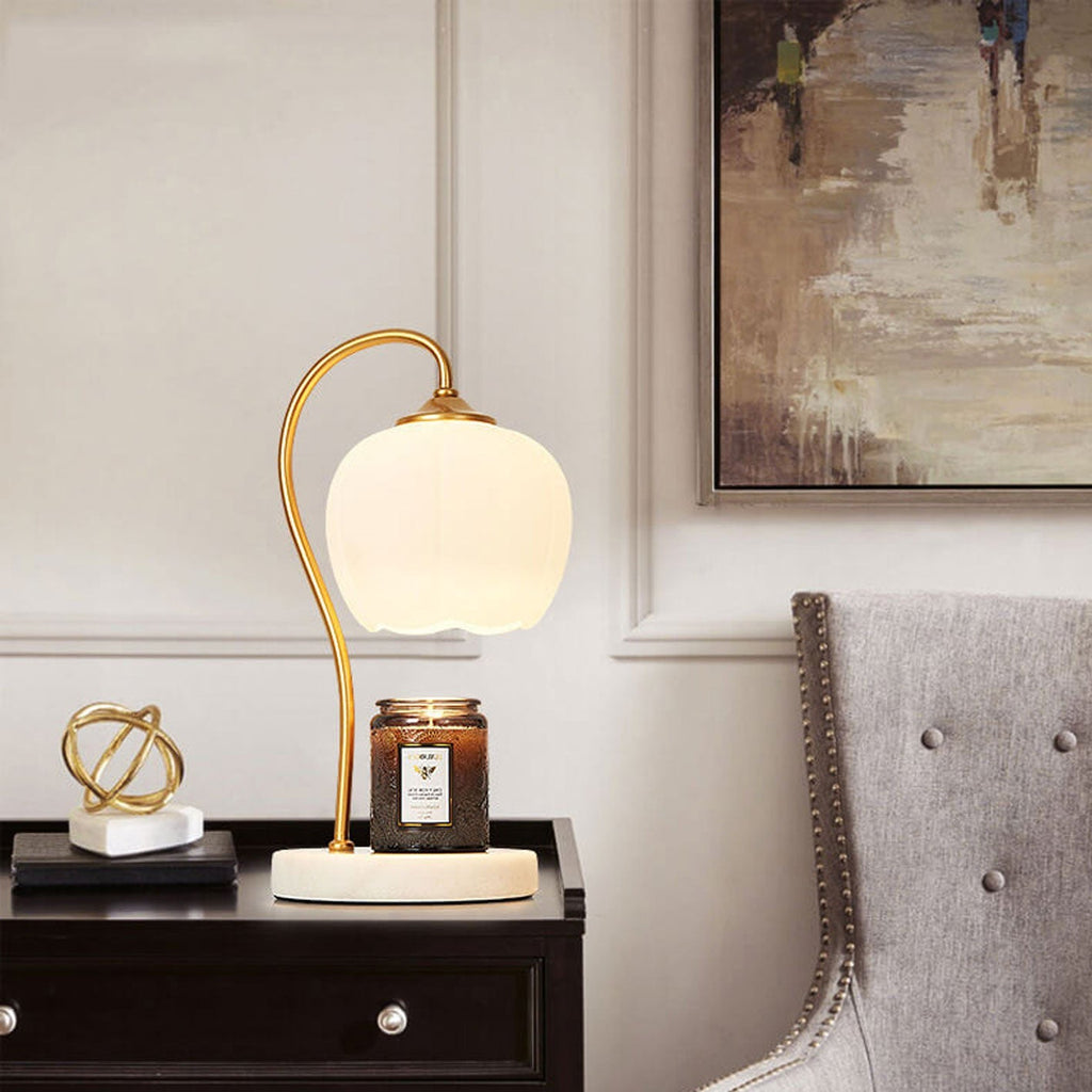 Petal Marble Melting Wax 2-Light Table Lamp