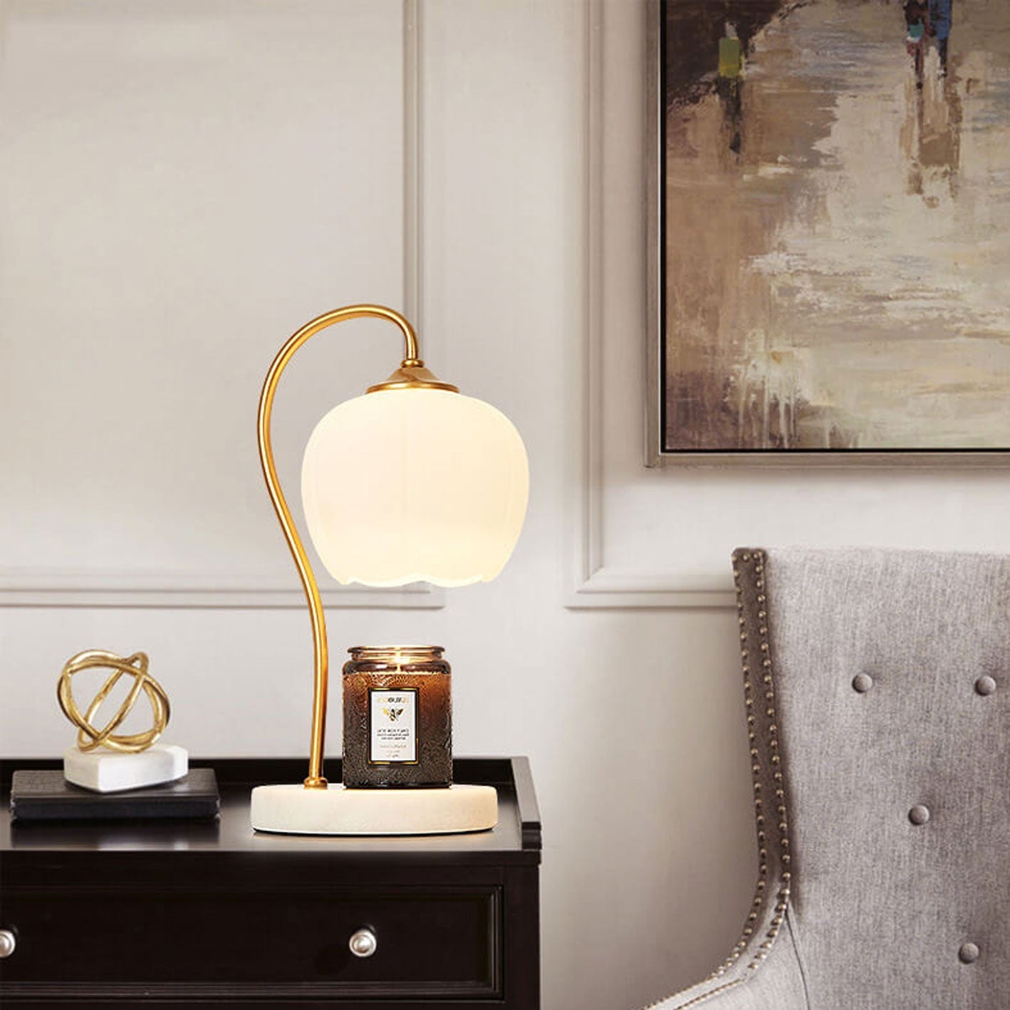 Petal Marble Melting Wax 2-Light Table Lamp