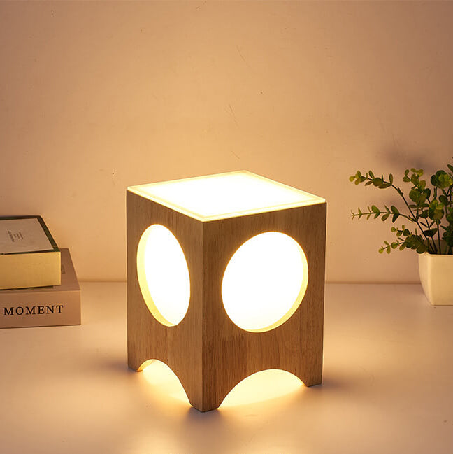 Harajuku Solid Wood Hollow Table Lamp