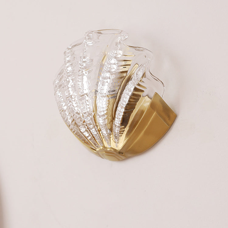 Shell Brass Glass Living Wall Lamp