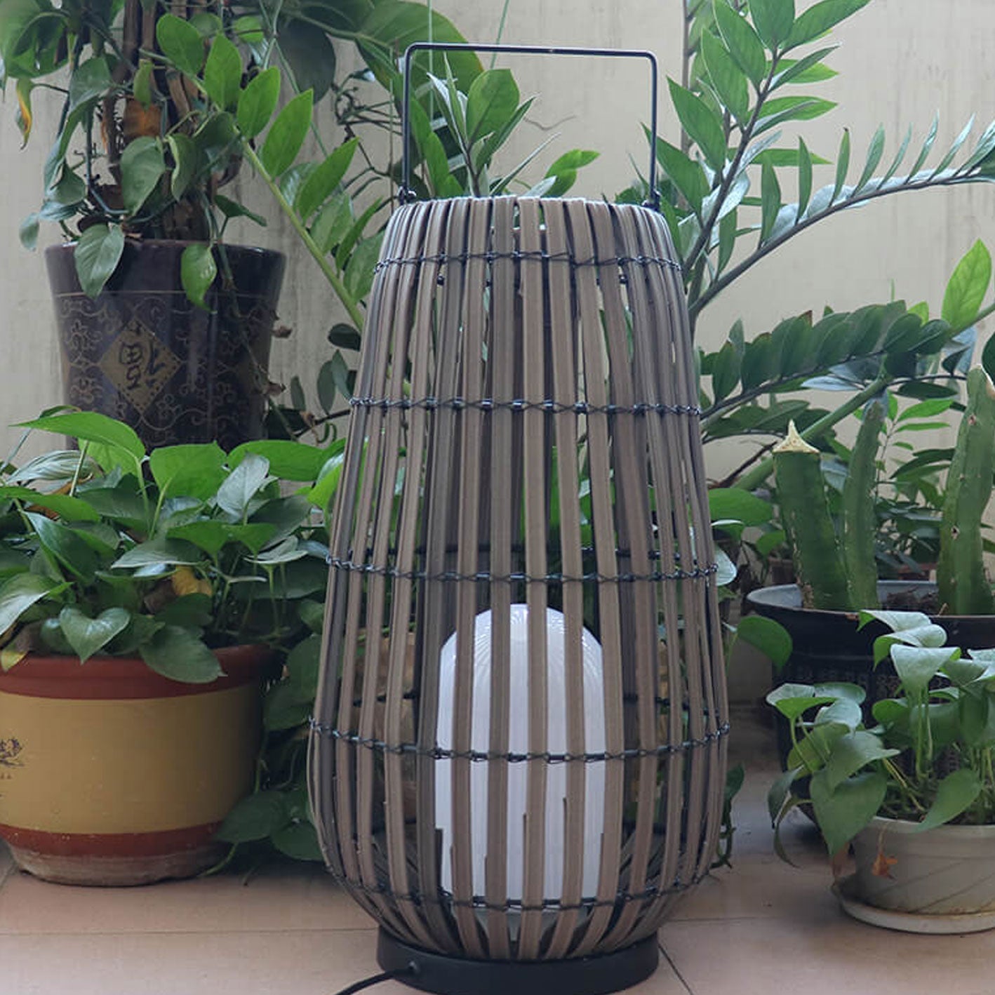 Modern Rattan Weaving Oval Floor Lamp