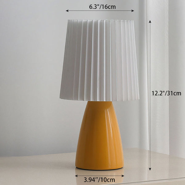 Pleated Fabric Ceramics Bedroom Table Lamp