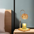 Wood Iron Glass Round Table Lamp