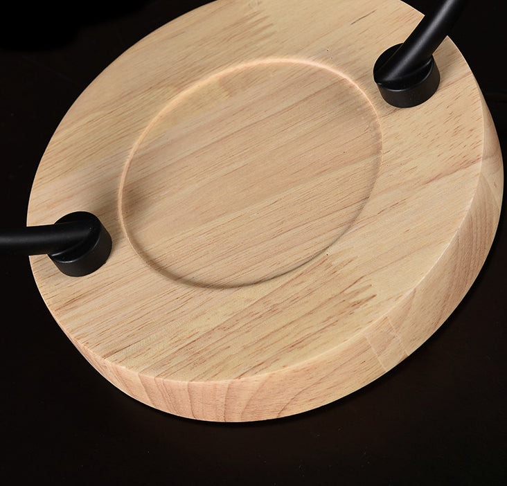 Wooden Glass Melting Wax 2-Light Table Lamp