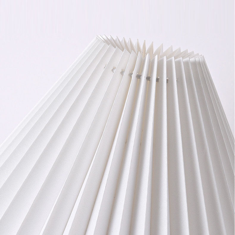 Round Pleated Ceramic PVC Table Lamp