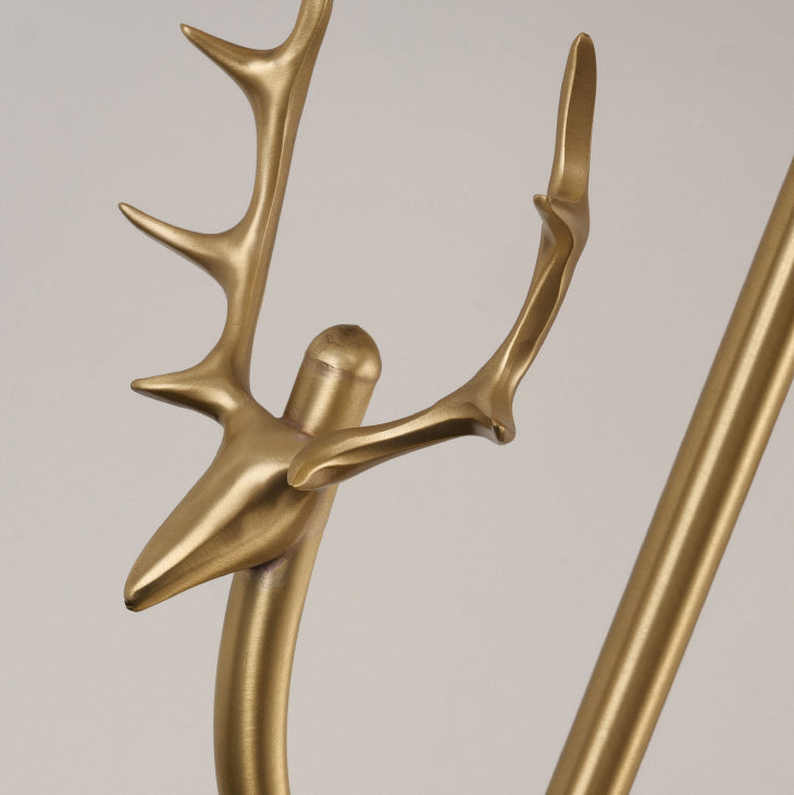 Fabric Brass Cylinder Deer Table Lamp
