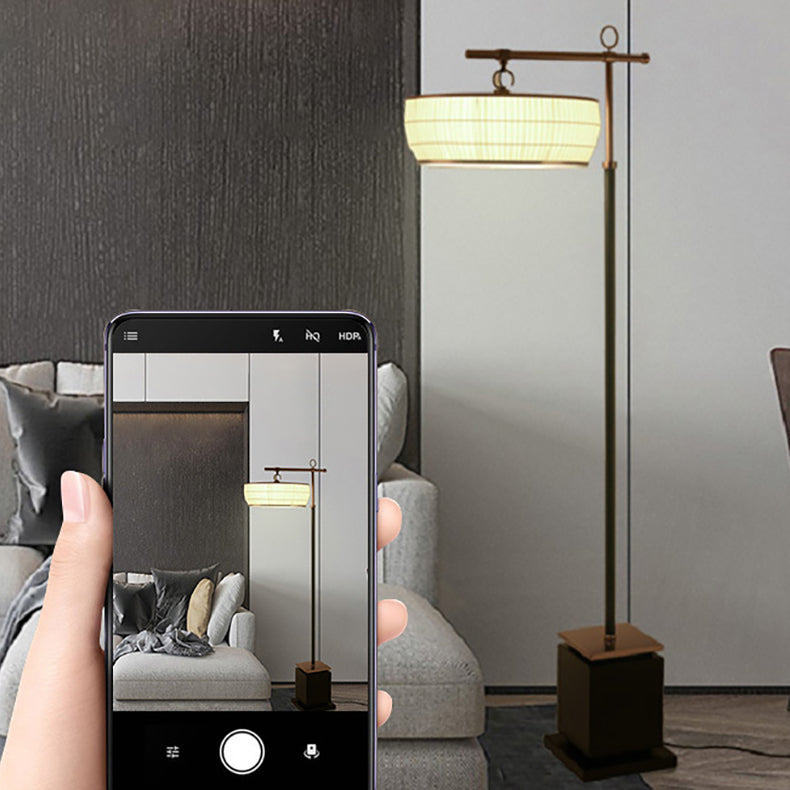 Fabric Pleated Lantern Hardware Floor Lamp