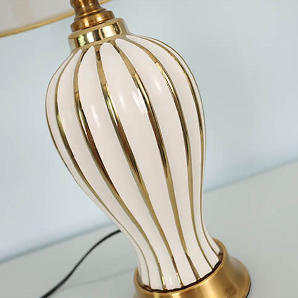 Fabric Dome Oval Ceramic Table Lamp