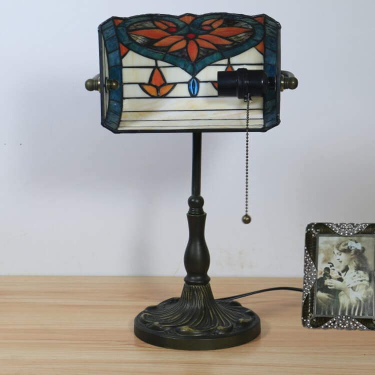 Floral Peach Heart Stained Table Lamp