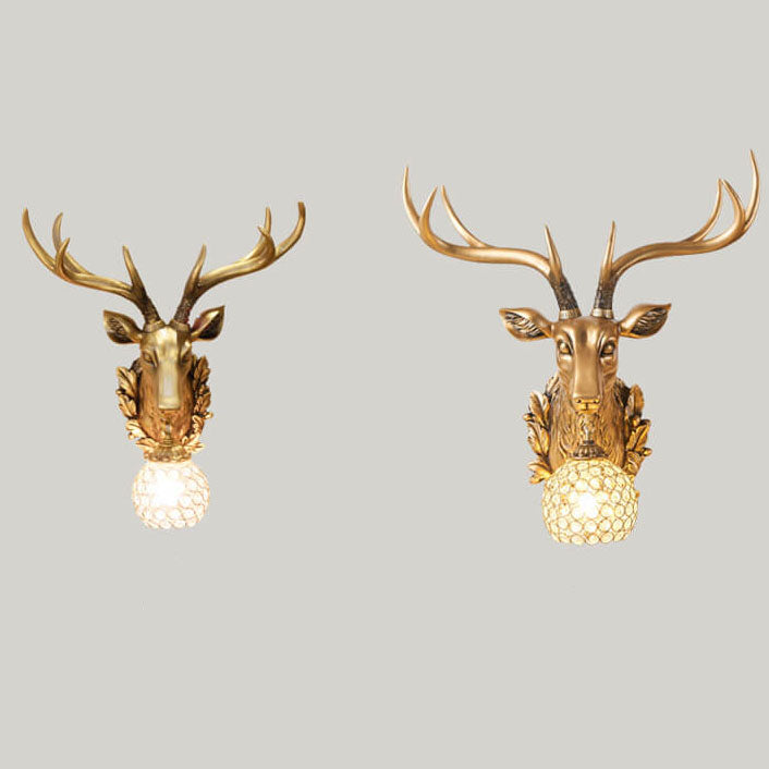 Deer Head Resin Wall Lamp