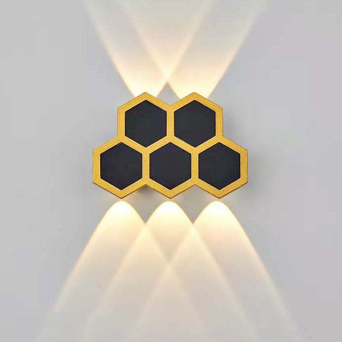 Hexagonal Combination Black Gold Outdoor Light