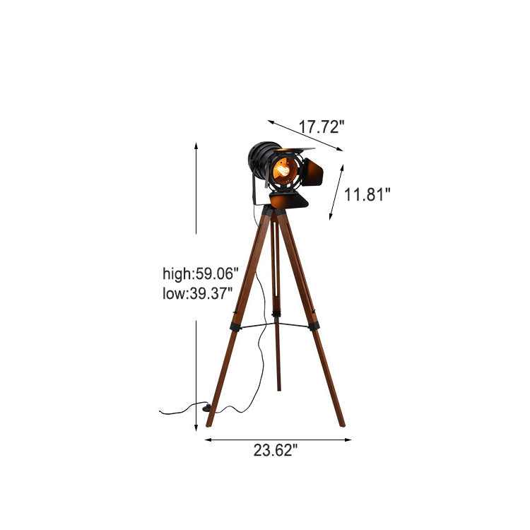 Industrial Vintage Solid Wood Floor Lamp