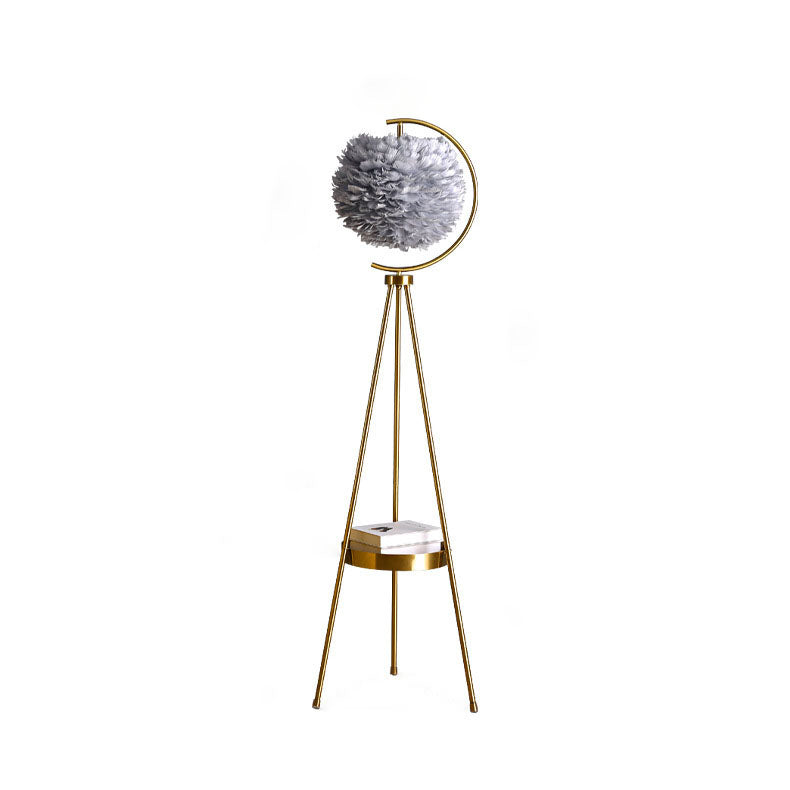 Iron Feather Tripod Bedroom Floor Lamp