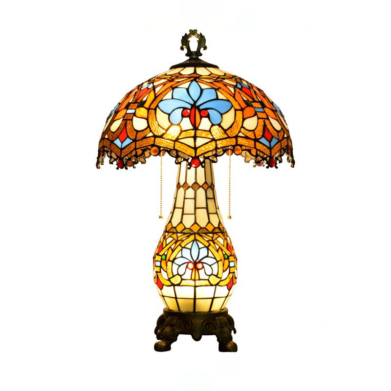 Floral Peach Heart Design 3-Light Table Lamp