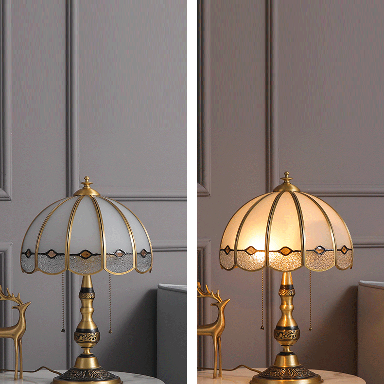Umbrella Full Copper Glass Table Lamp