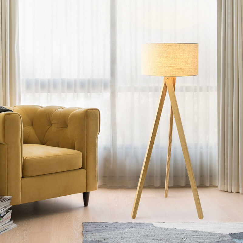 Fabric Wooden Floor Lamp