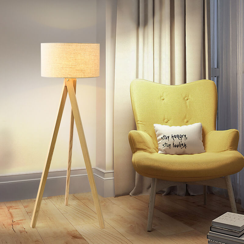 Fabric Wooden Floor Lamp