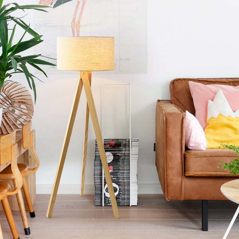 Fabric Wooden Floor Lamp