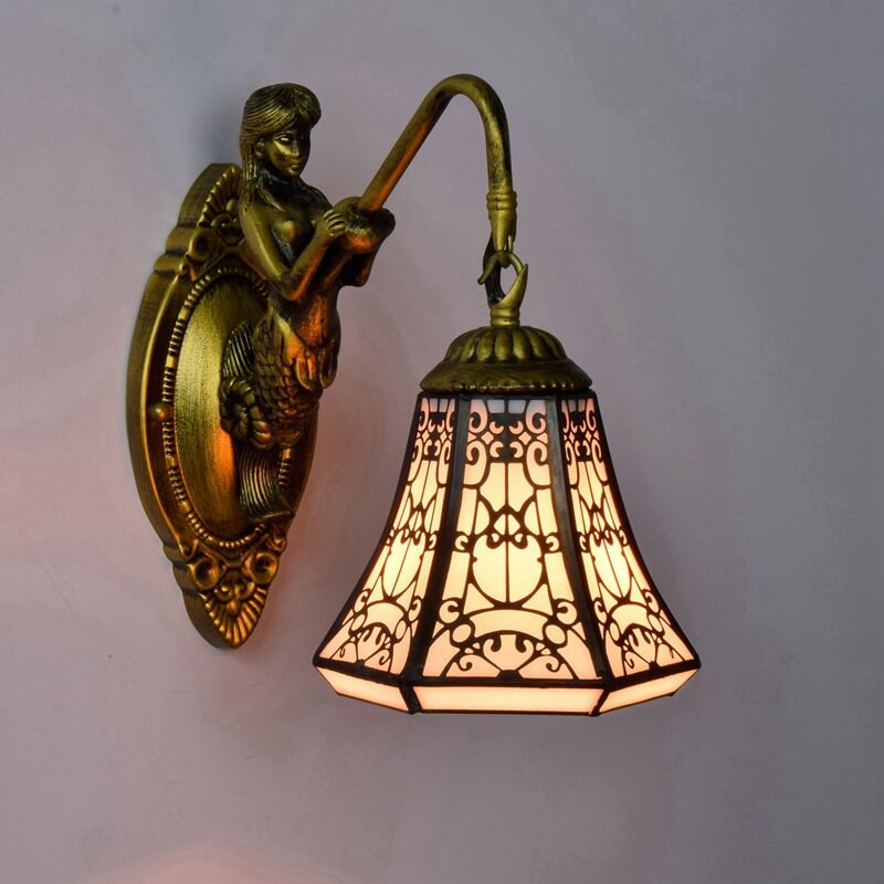Arabian Mermaid Stained Glass Wall Lamp