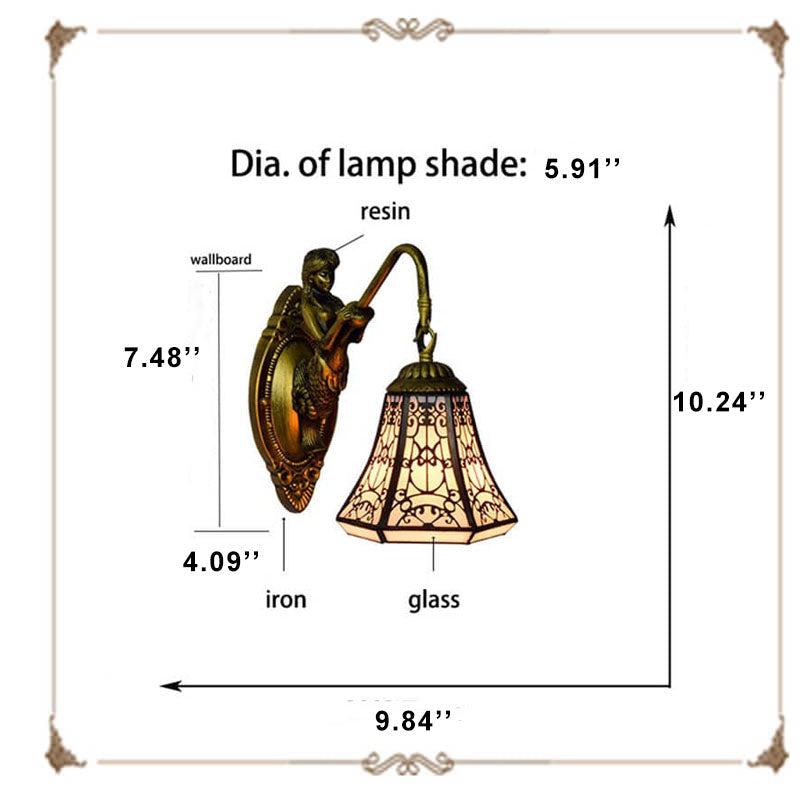 Arabian Mermaid Stained Glass Wall Lamp