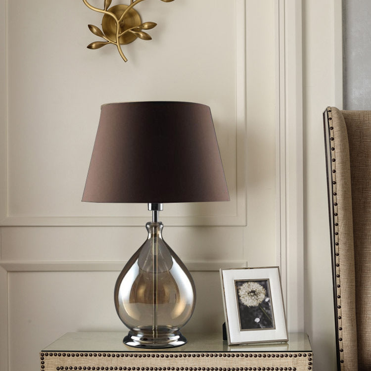 Cognac Fabric Glass Table Lamp