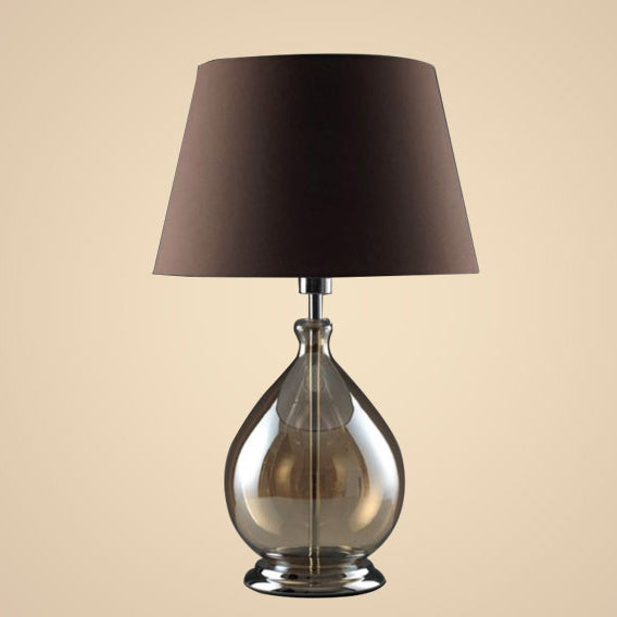 Cognac Fabric Glass Table Lamp