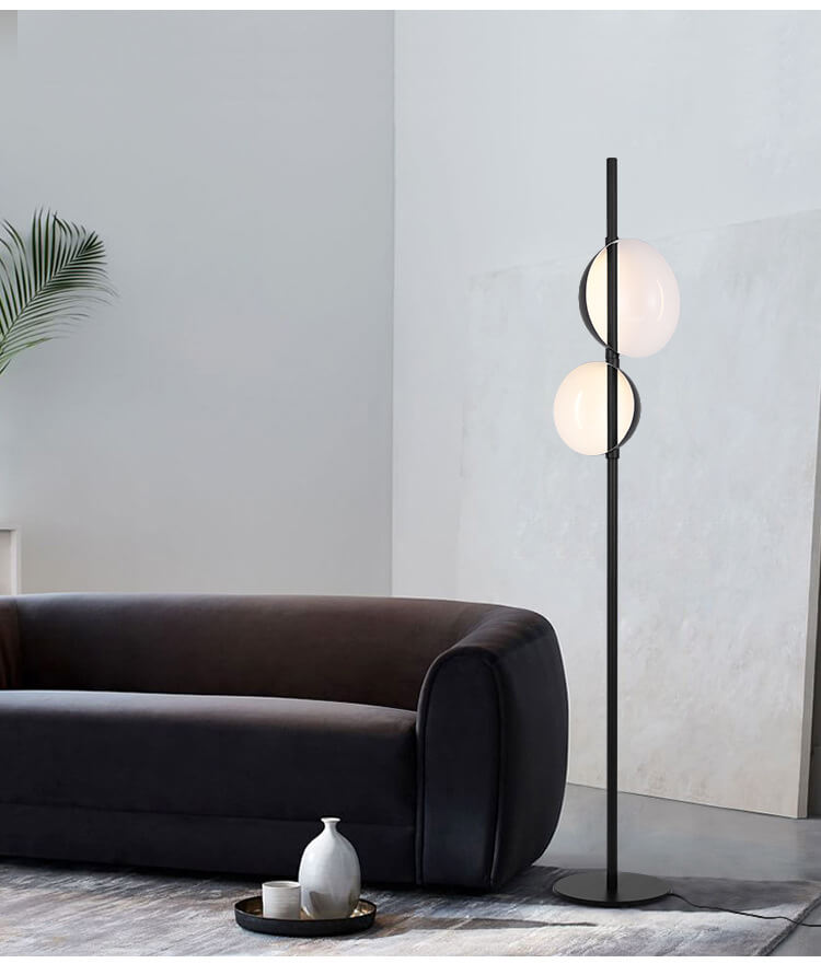 Wrought Iron Round Shad 2-Light Floor Lamp