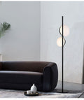 Wrought Iron Round Shad 2-Light Floor Lamp