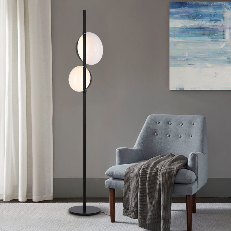 Wrought Iron Round Shad 2-Light Floor Lamp
