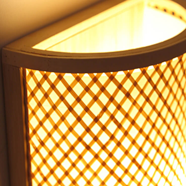 Bamboo Weaving Half Round Wall Lamp