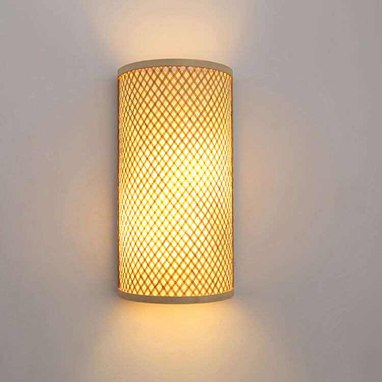 Bamboo Weaving Half Round Wall Lamp