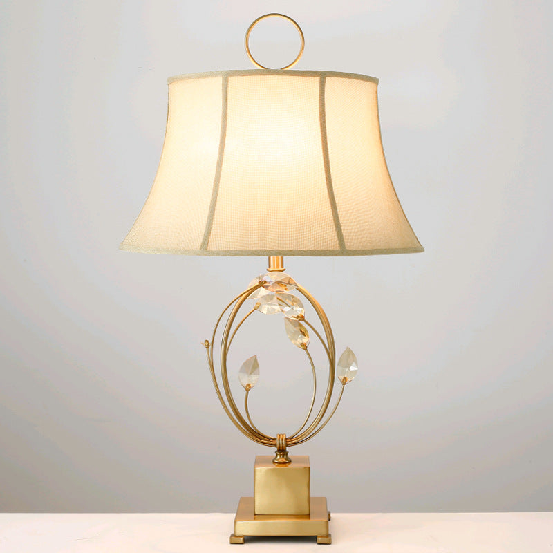 Golden Glamour Fabric Crystal Table Lamp
