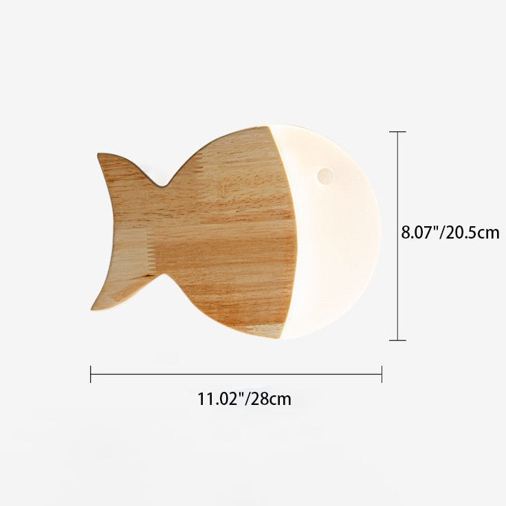 Wood Small Fish Wall Lamp