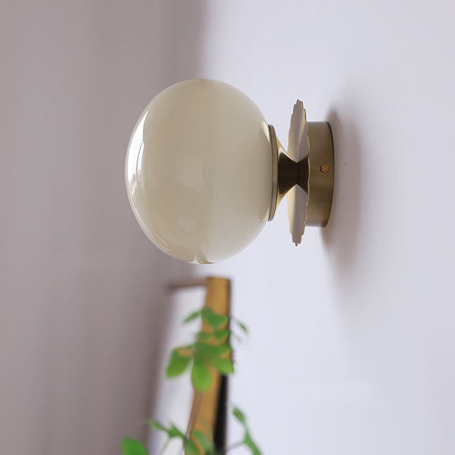 Iron Glass Round Head Wall Lamp