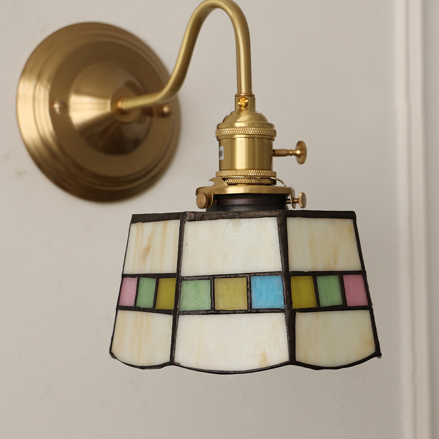 Round Copper Glass Living Wall Lamp