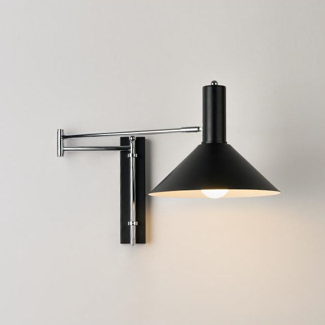 Round Tapered Iron Retractable Wall Lamp